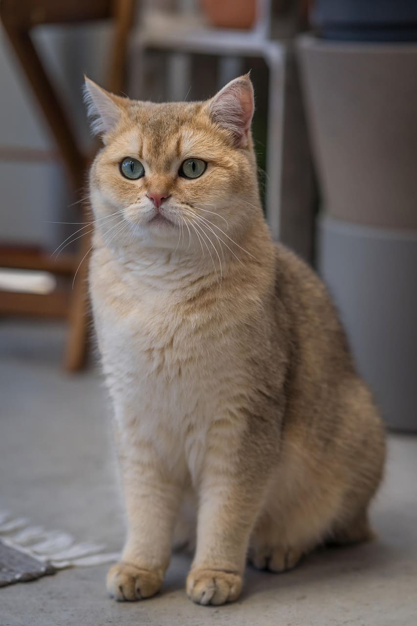 Light colored cat inside